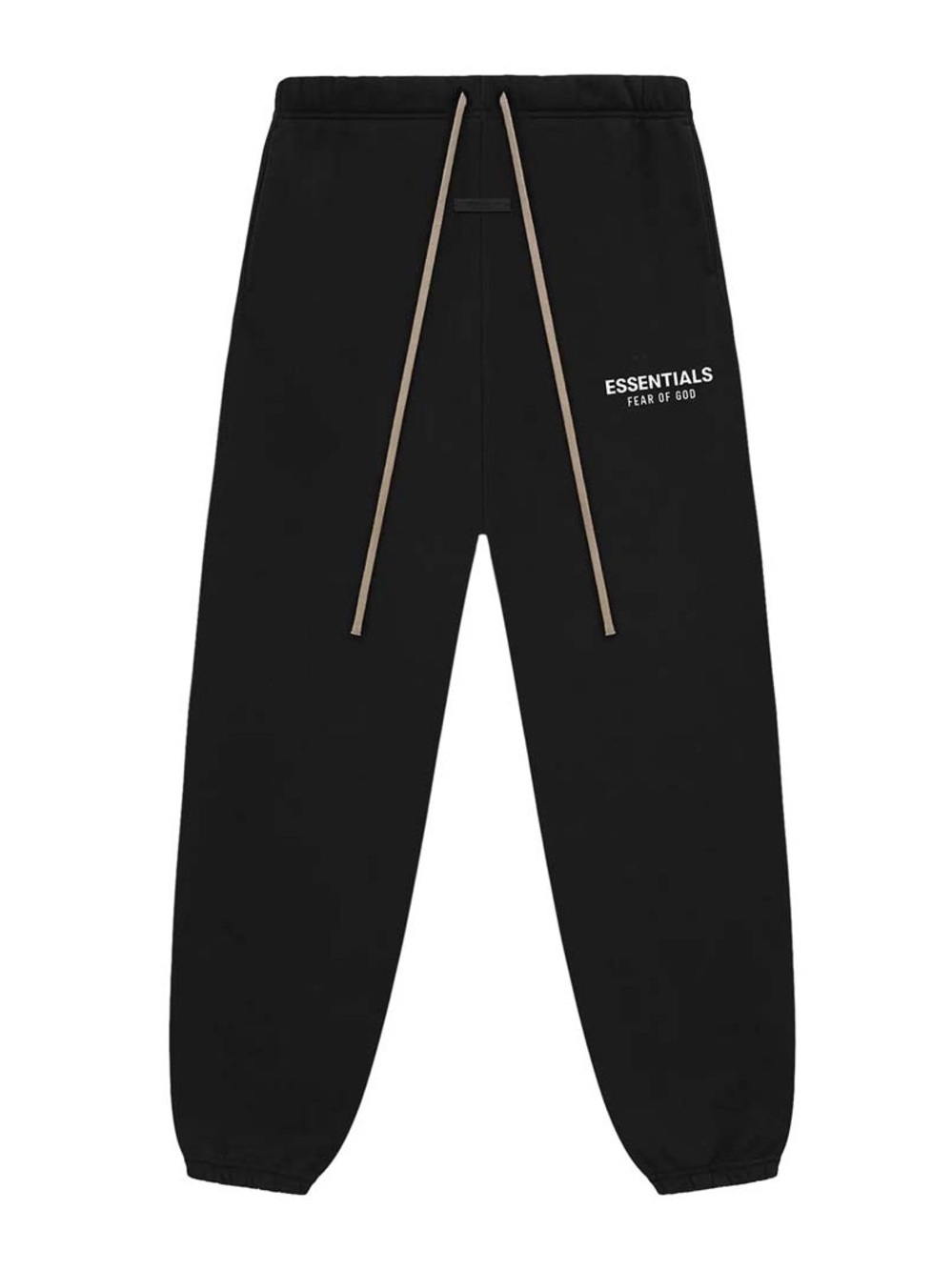 Essentials Black Sweatpants with Beige Drawstring